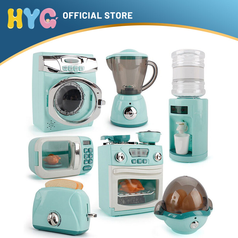 【Hàng Có Sẵn】bộ Đồ Chơi Nhà Bếp 9 Loại Cho Trẻ Em Mới Đồ Chơi Giả Vờ Máy Giặt Lò Vi Sóng Chạy Điện Máy Nước Hấp Trứng Máy Ép Trái Cây Máy Nướng Bánh Mỳ Cho Trẻ Em