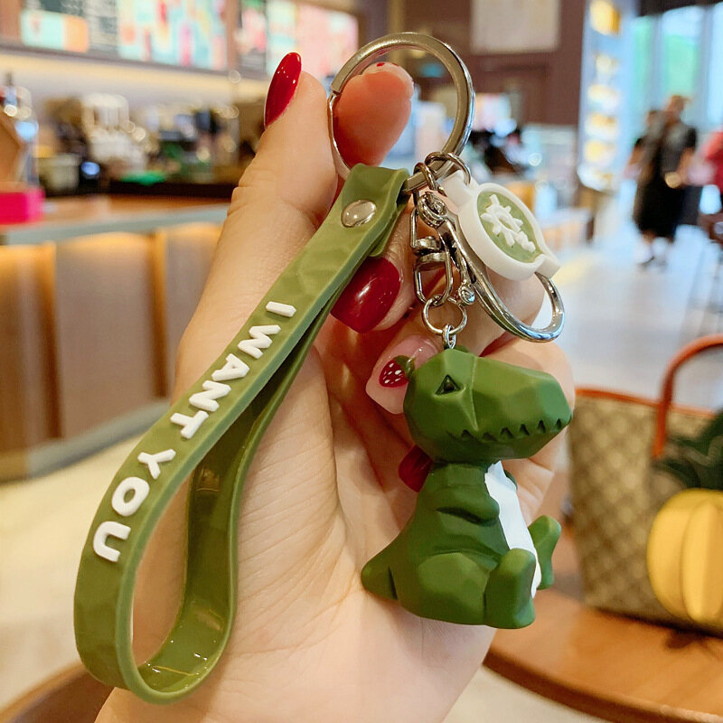 Móc Khóa Hoạt Hình Mặt Dây Chuyền Hàn Quốc-Phong Cách Resin Geometric Phần Khủng Long Panda Mặt Dây Chuyền Vòng Đeo Chìa Khoá Dễ Thương Panda Vòng Chìa Khóa Của Cặp Vợ Chồng Mặt Dây Chuyền