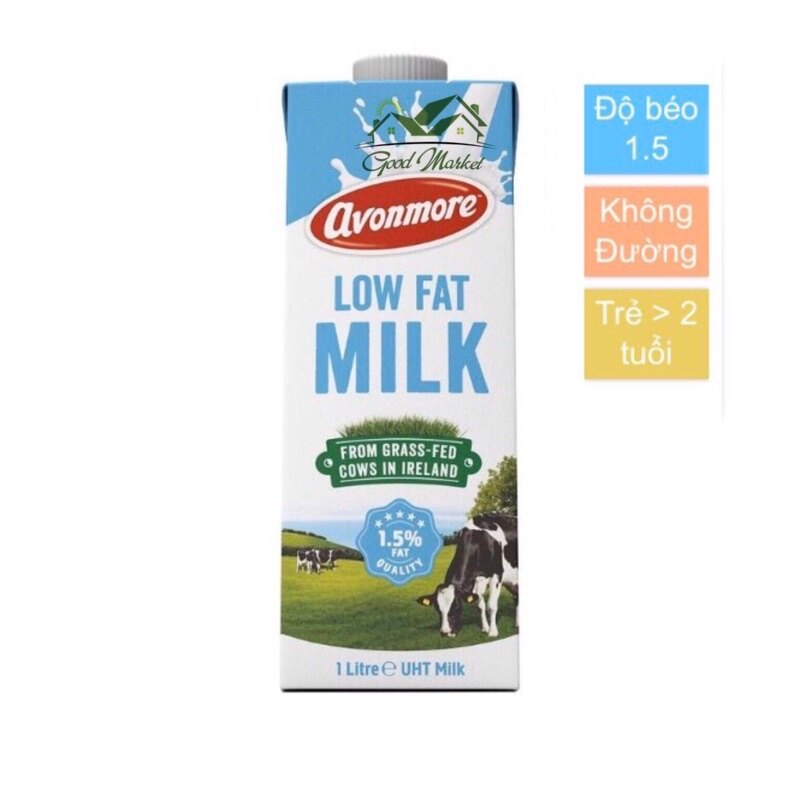 Sữa tươi ít béo low fat milk avonmore 1l
