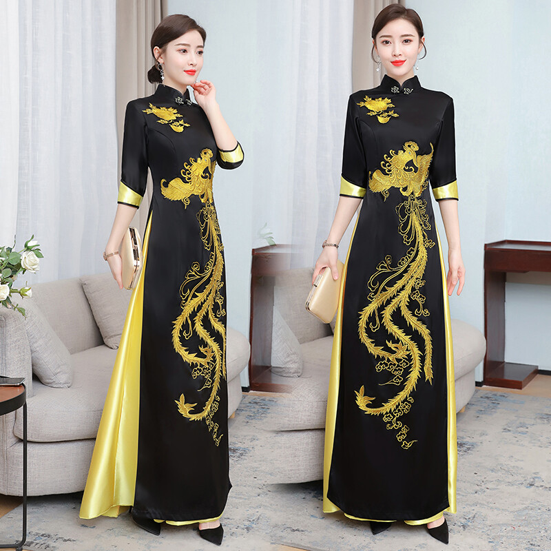 Đầm sát audrey màu đen đầm nữ thanh lịch phong cách dài mới 2023 đầm bi tạm cao cấp phong cách trung quốc việt nam đầm dự tiệc