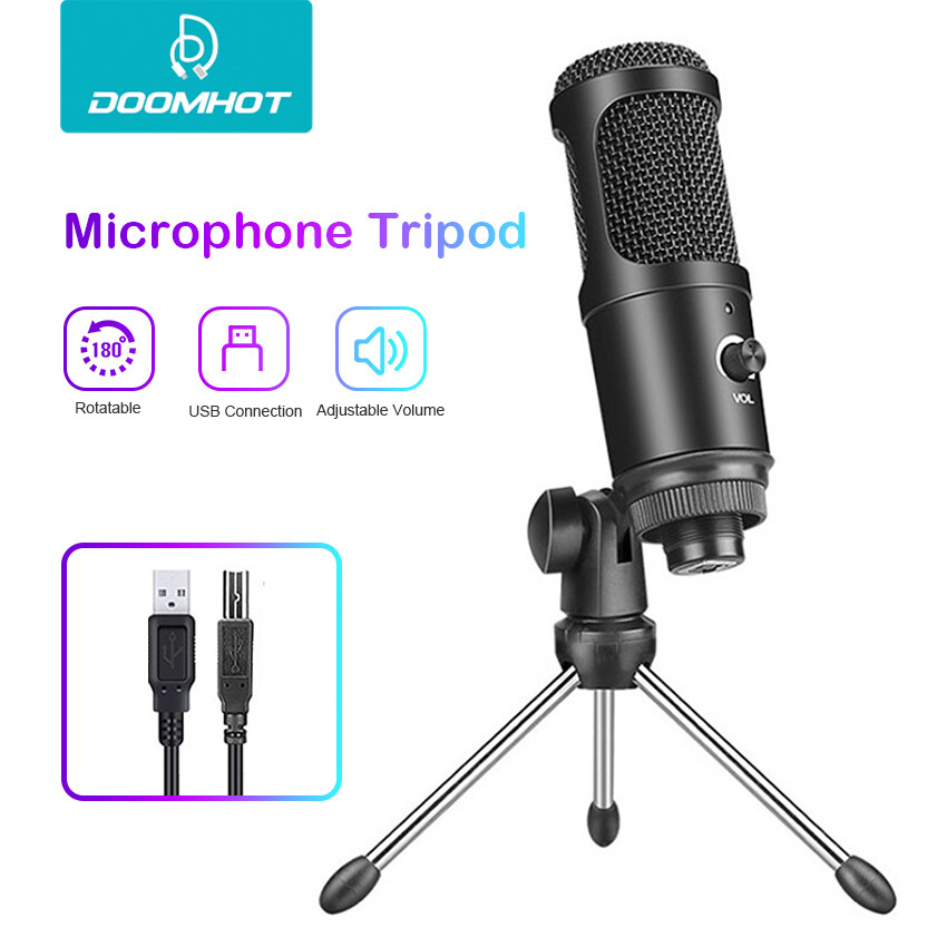 DoomHot Bộ Micro Ba Chân Micro Âm Thanh, Micro Thu Âm Cho Máy Tính Xách Tay PC Micro USB Phát Trực Tiếp Giọng Nói Trong Phòng Thu Xoay 180 ° ASMR Chơi Game Podcast