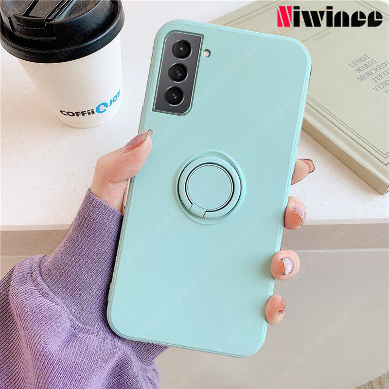 NIWINEE Ốp Điện Thoại Màu Kẹo Silicone Lỏng Mềm Cho Samsung Galaxy S21 FE 5G / S21 5G / S21 + S21 Plus 5G / S21 Ultra 5G Ốp Chống Sốc Có Vòng Móc Đứng