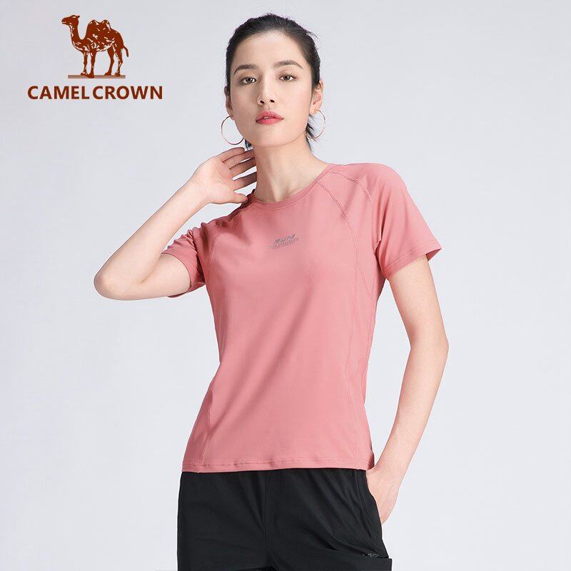 Áo Thun Thể Thao Mùa Hè Mới Hình Camel Crown Áo Chạy Bộ Mỏng Cho Nữ, Áo Thun Nữ Tập Thể Dục Thoáng Khí