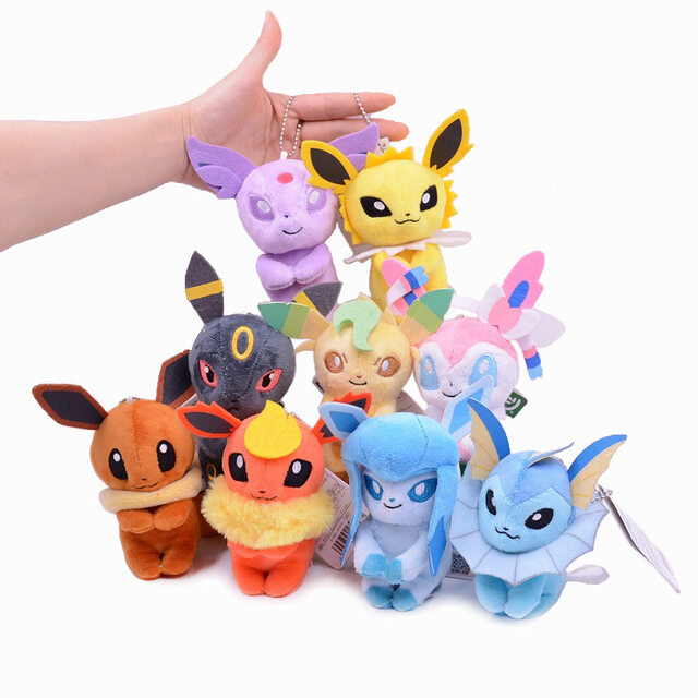 Móc Khóa Nhồi Bông Pokemon Eeveelution 10 CM Đồ Chơi Mặt Dây Chuyền Nhồi Bông Hoạt Hình Búp Bê Vapor