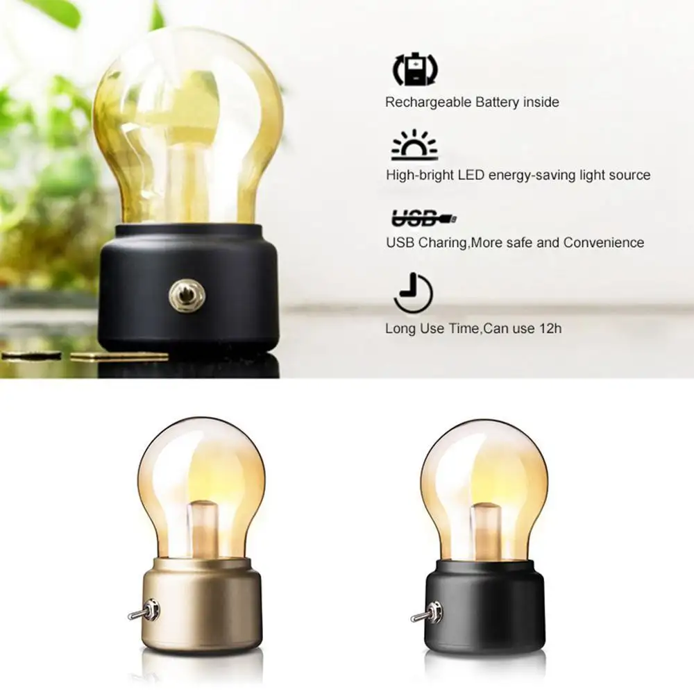 C S Usb Chargable Led Light Vintage Metal Edison Desk Lamps Nightstand Iron Base Antique Table Lamps Lights Lazada Singapore