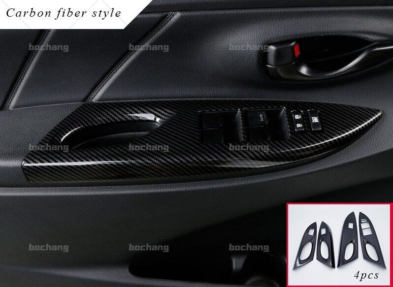4pcs Window Switch Lifter Button Cover Trim For Toyota Vios Yaris 2014-2018 Sedan ABS Carbon Fiber