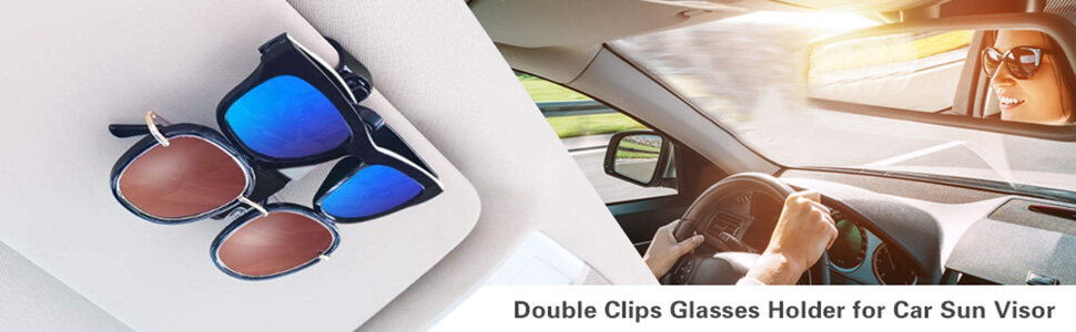 Double Clips Glasses Holder for Car Sun Visor