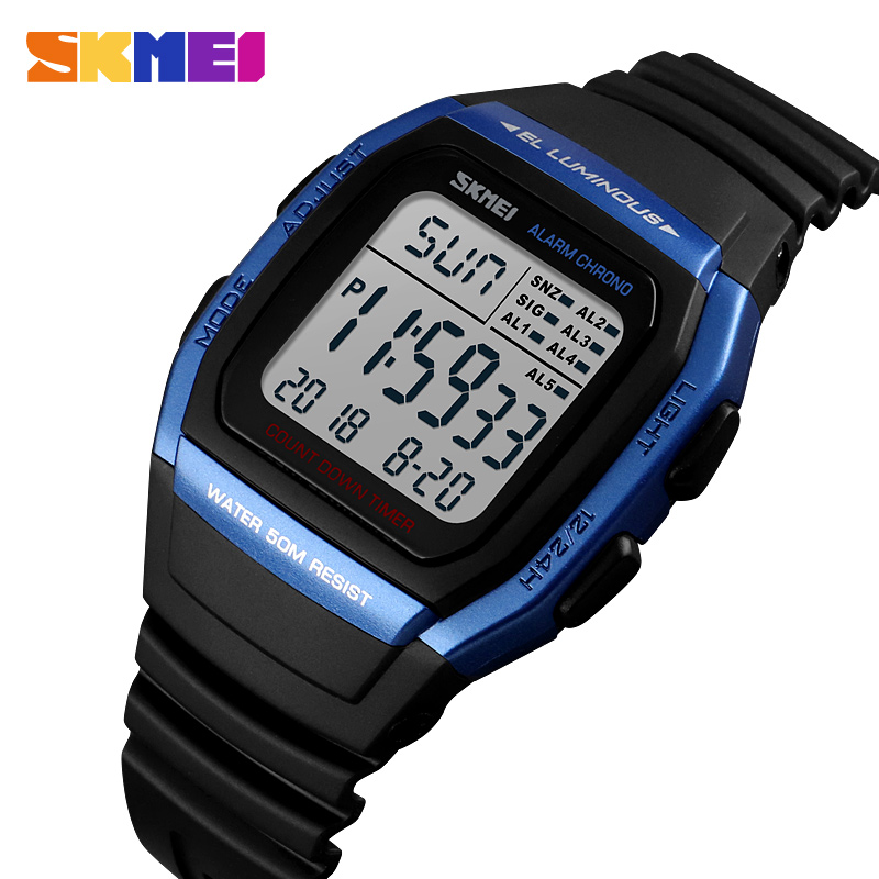 SKMEI New Men Sports Watches Retro Multifunction Fashion Watch Square Chrono Countdown Waterproof Wristwatches 1278 ราคา 258 บาท*ส่งฟรี