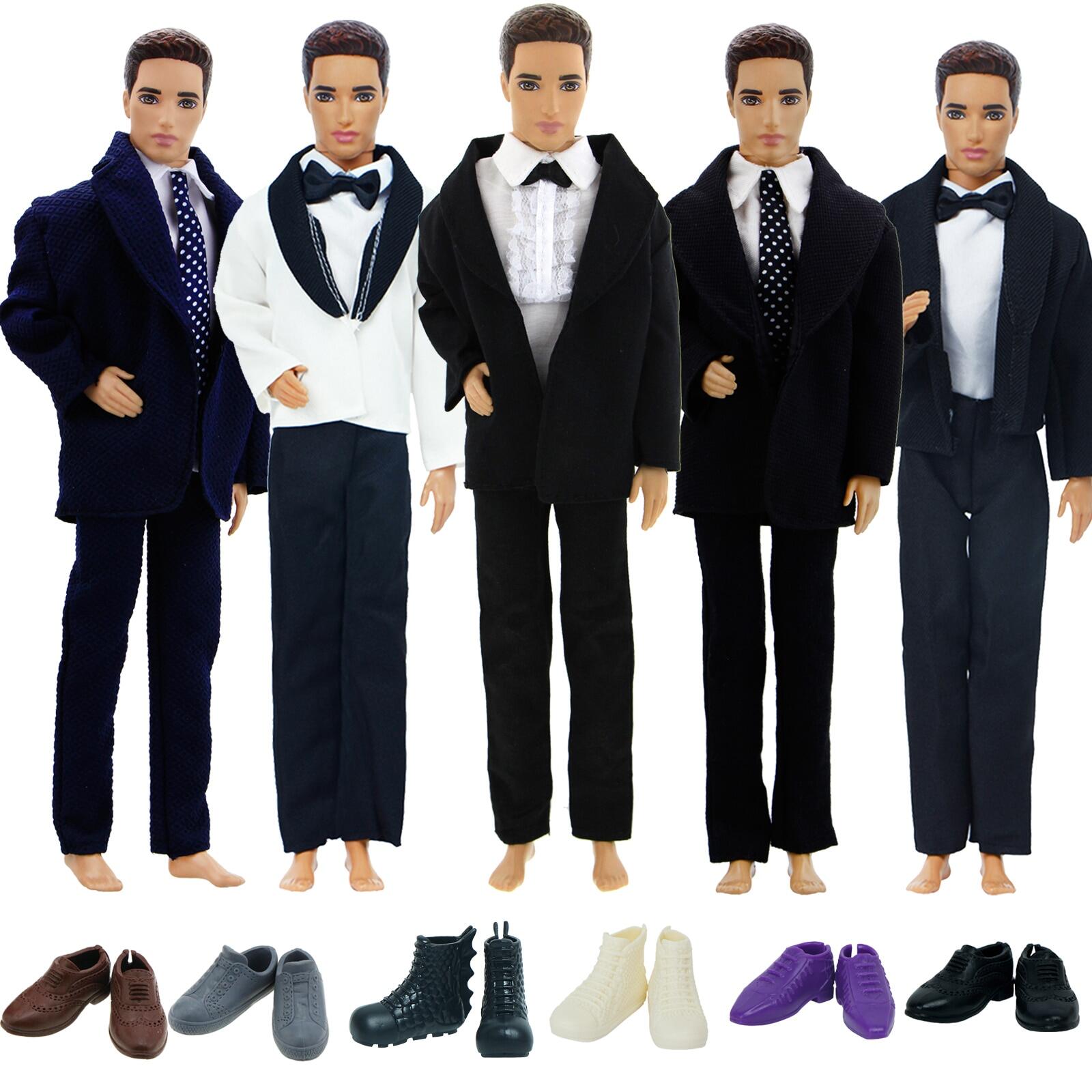 Handmade Men's Outfit For Barbie Doll For Ken Doll Wear Tuxedo Business Modern Suit Coat Shirt Shoes Clothes Essories Toys