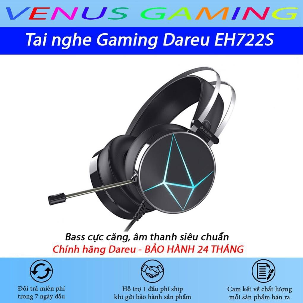 Tai nghe Gaming Dareu EH722X 7.1 - Led RGB - Âm thanh giả lập - Ốp tai nghe mềm - Mic lọc tạp âm - BH 12 Tháng