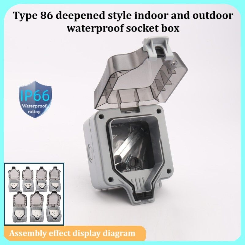 LSG IP66 chống thấm nước và chống bụi và thời tiết 86 loại ổ cắm hộp không có ổ cắm chuyển đổi bên ngoài cài đặt khóa hộp chống thấm trong nhà và ngoài trời