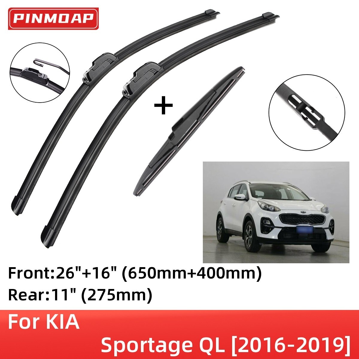 [New Changes17] Cho KIA Sportage QL 2016-2019 Lưỡi Gạt Nước Phía Trước Phía Sau Phụ Kiện Máy Cắt Móc J 2016 2017 2018 2019