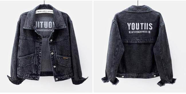 [Spot release] denim jacket for female students Korean style loose 2021 autumn new slimming versatile embroidered jacket