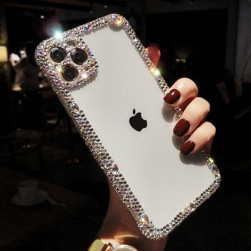Ốp Điện Thoại Kim Cương Mềm Cho Apple iPhone 13 Pro Max 12 MiNi 12 Pro Max 11 Pro 11 13 12 PRO MaxLuxury Ốp Bảo Vệ Máy Ảnh Kim Cương Giả Lấp Lánh Đá Quý Thời Trang