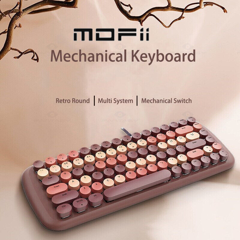 Mofii Bàn Phím Cơ Đèn Nền Có Dây Candy M Bàn Phím Chơi Game Nắp Phím Kết Hợp USB Bàn Phím Punk 84 Phím Có Nắp Phím Tròn Retro Dễ Thương Phím Tắt Đa Phương Tiện Cho Máy Tính Xách Tay Quà Tặng Trà Sữa Xanh Nâu Màu Hồng