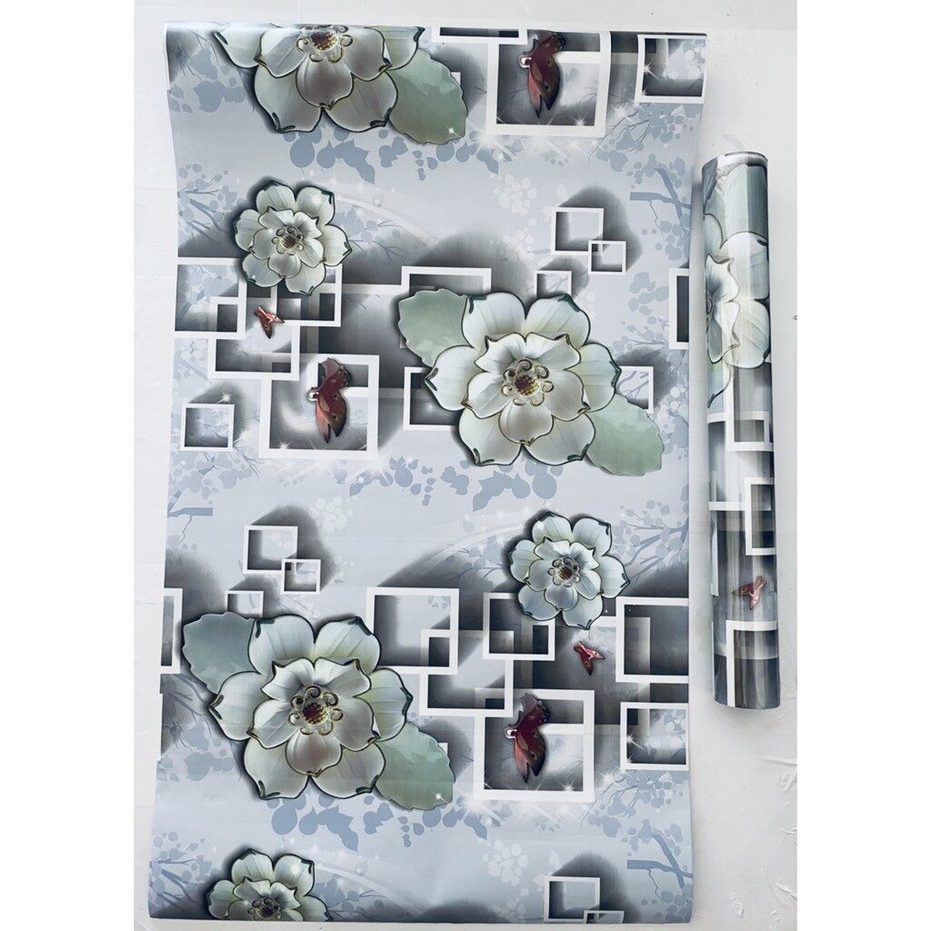 Giấy dán tường hoa 3d khổ 45cm * 10m , decal dán tường sen đá
