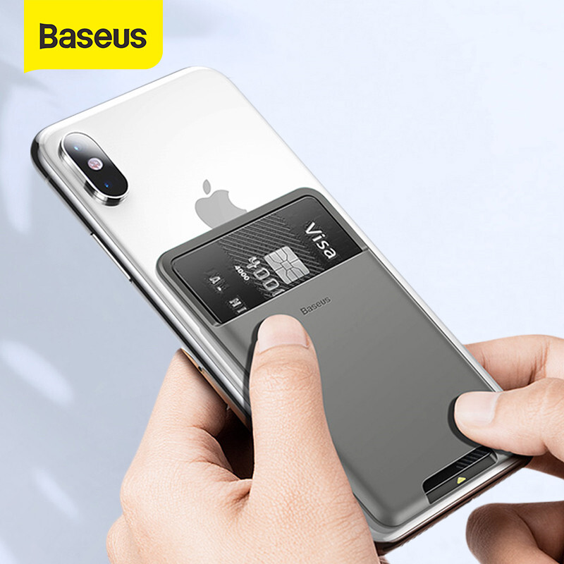 Ví đựng thẻ BASEUS dán lưng điện thoại ví nhựa dẻo miếng dán 3M chắc chắn không bám vân tay