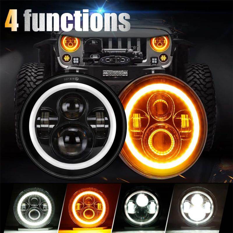 Đèn chạy 7inch tròn 150w đèn led xe hơi h4 đèn pha led mắt thiên thần cho xe máy davson honda yamaha jeep