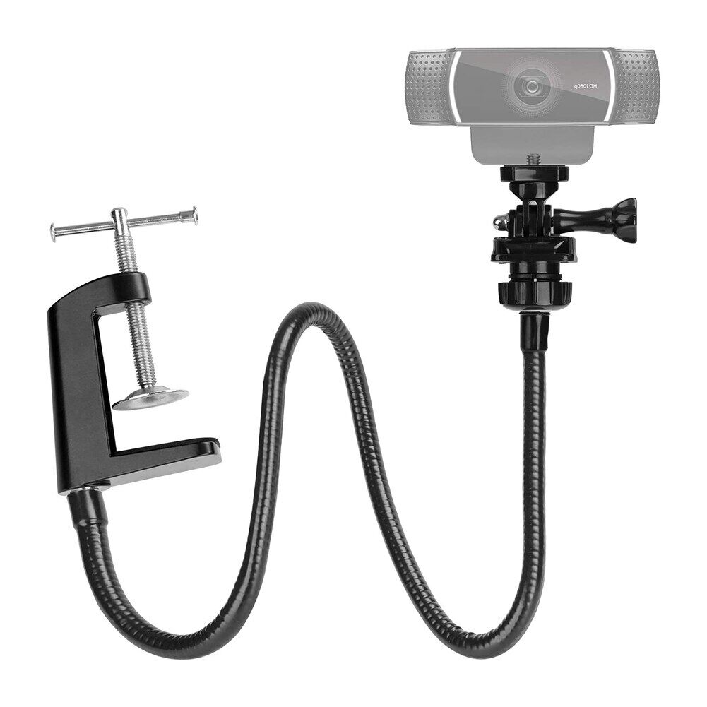 Cordeliazu Webcam Mount Stand Holder For 1/4 Network Camera Stand Desktop Clamp Desk Phone Bracket With Flexible Gooseneck For Mobile Phone