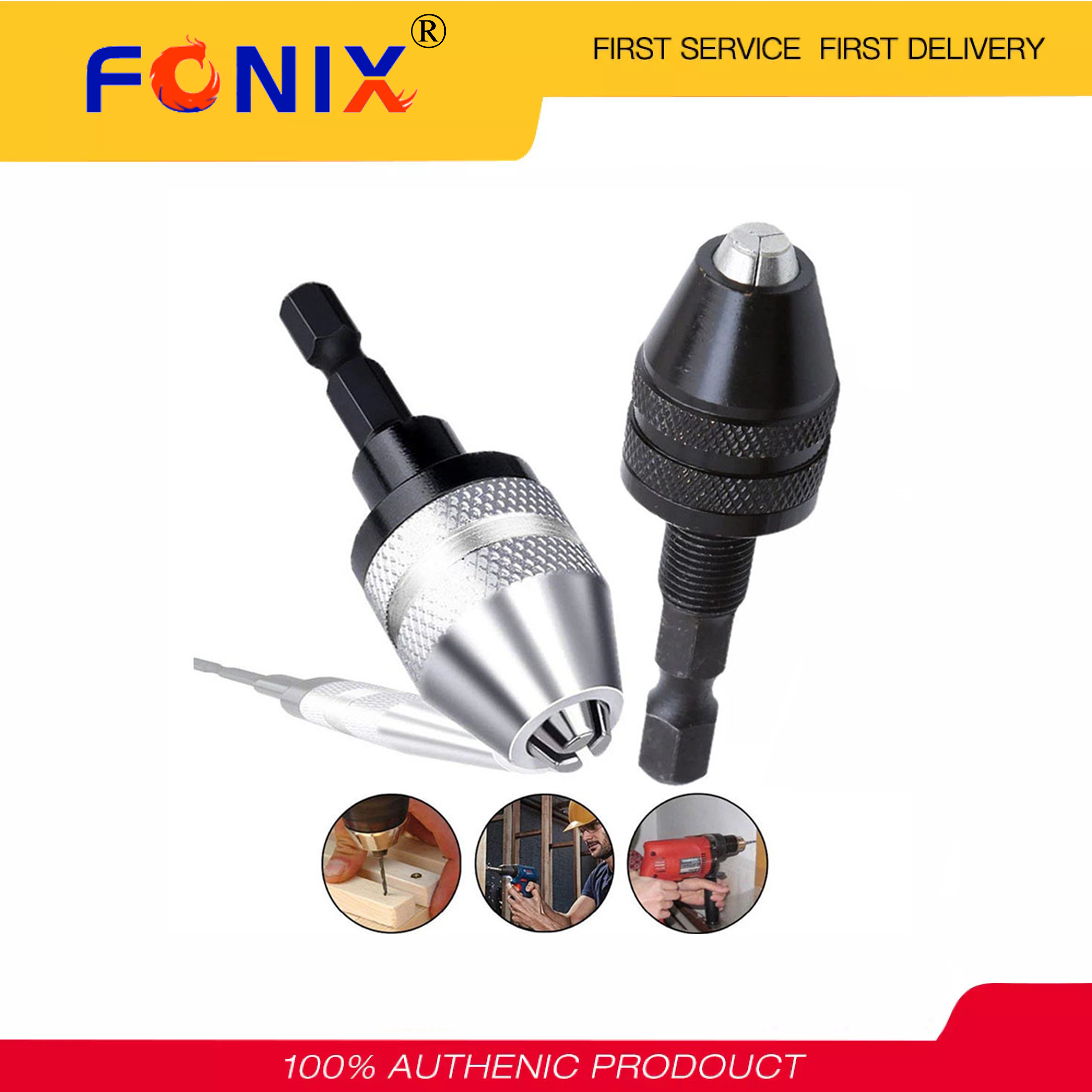 [Hàng Có Sẵn] Đầu Cặp Khoan Không Chìa FONIX Dụng Cụ Chuyển Đổi 0.3-3.6Mm, Mâm Cặp Chuyển Đổi Thay Đổi Nhanh Thân Lục Giác 1/4 Cho Máy Khoan Điện