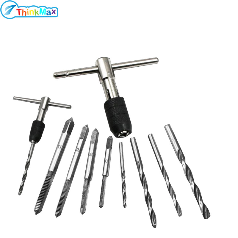 9pcs Hss M3-M6 Tap Drill Wrench Set With T