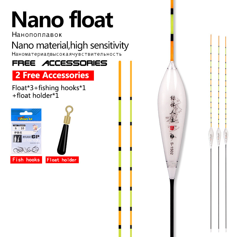 3 Phao Câu Cá Nano Tổng Hợp + 1 Móc Túi + 1 Phao Phao Dụng Cụ Câu Cá Chép Phụ Kiện Dụng Cụ Câu Cá