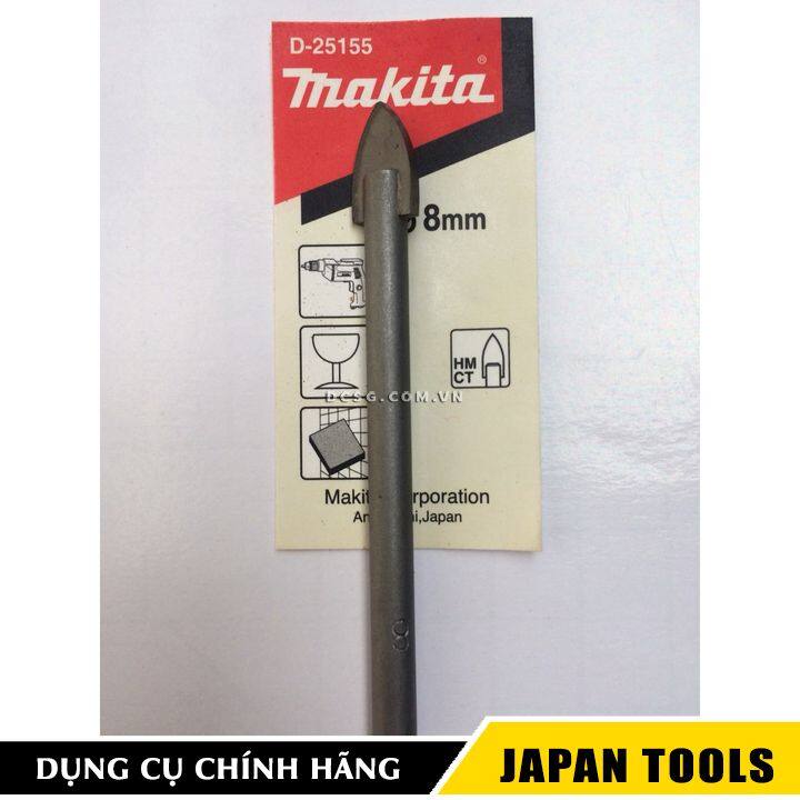 Mũi khoan gạch men thủy tinh 8.0x70mm chuôi tròn Makita D-25155 | Japan Tools