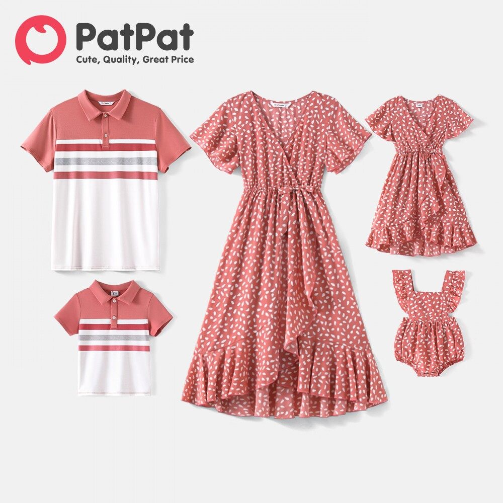 PatPat Family Matching Short-sleeve Colorblock Polo Shirts and Allover