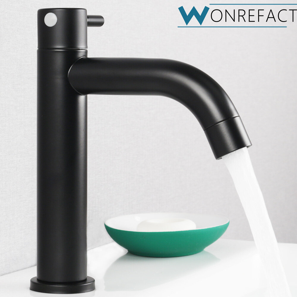 Vòi nước phòng tắm đơn lạnh bằng thép không gỉ màu đen sus304, vòi nước lạnh đơn bồn rửa