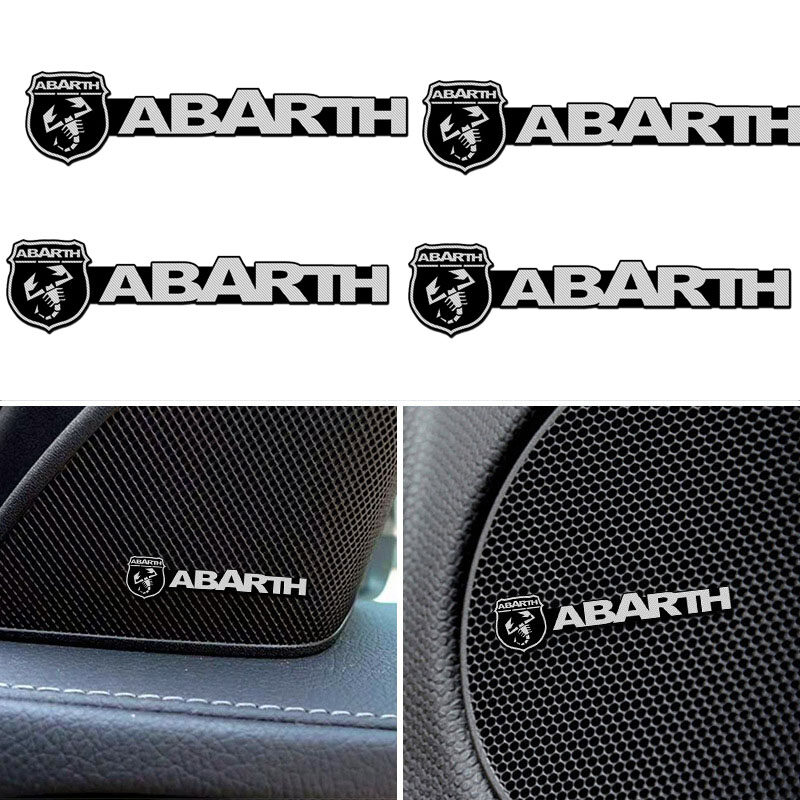 4pcs nhôm Loa xe hơi Huy hiệu âm thanh tấm dán logo nội thất cho Abarth