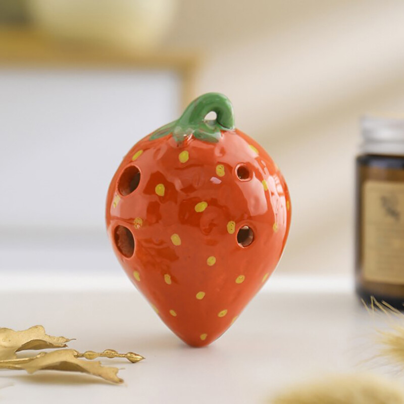 Ginca Dâu Trái Cây Ocarina 6 Lỗ Sáng Tạo màu gradient Sinh Viên Gốm Sứ Handmade AC Tone Orff Cụ Cho Người Mới Bắt Đầu