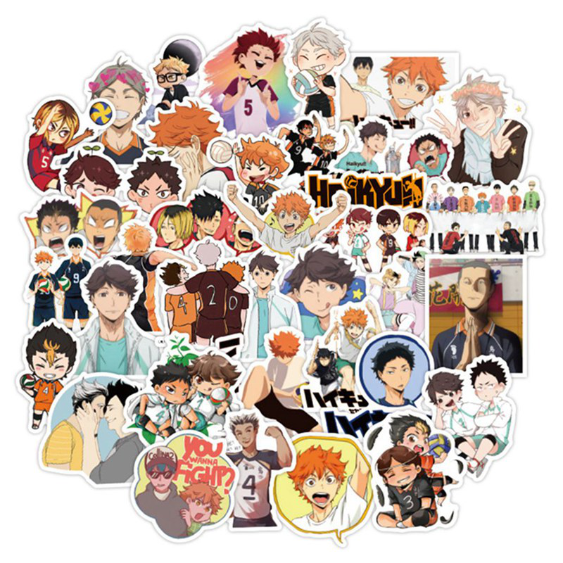 100 Miếng Dán Haikyuu!! Miếng Dán Hình Tượng Trưng Hoạt Hình Xe Đẩy Du Lịch Sticker Miếng Dán Xe Hơi PVC Chống Thấm Nước Doodle Decal Người Hâm Mộ Anime Quà Tặng