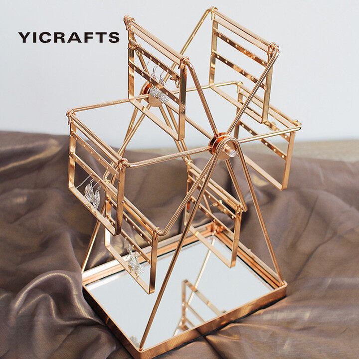 Yiccraft Giá Lưu Trữ Bông Tai Bánh Xe Ferris, Khay Trang Sức Gương Ở Phía Dưới, Tuyệt Vời Cho Quà Tặng Bạn Gái