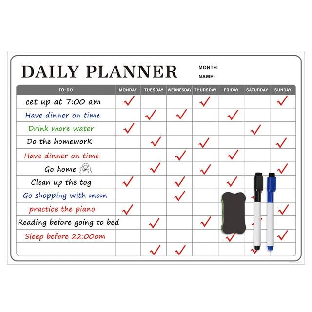 แม่เหล็ก Weekly Planner ประฎิทินกระดานำแม่เหล็กตู้เย็น Daily Planner ข้อความหมายเหตุ Board ครัวเมนู Chore แผนภูมิสิ่งที่ต้องทำ