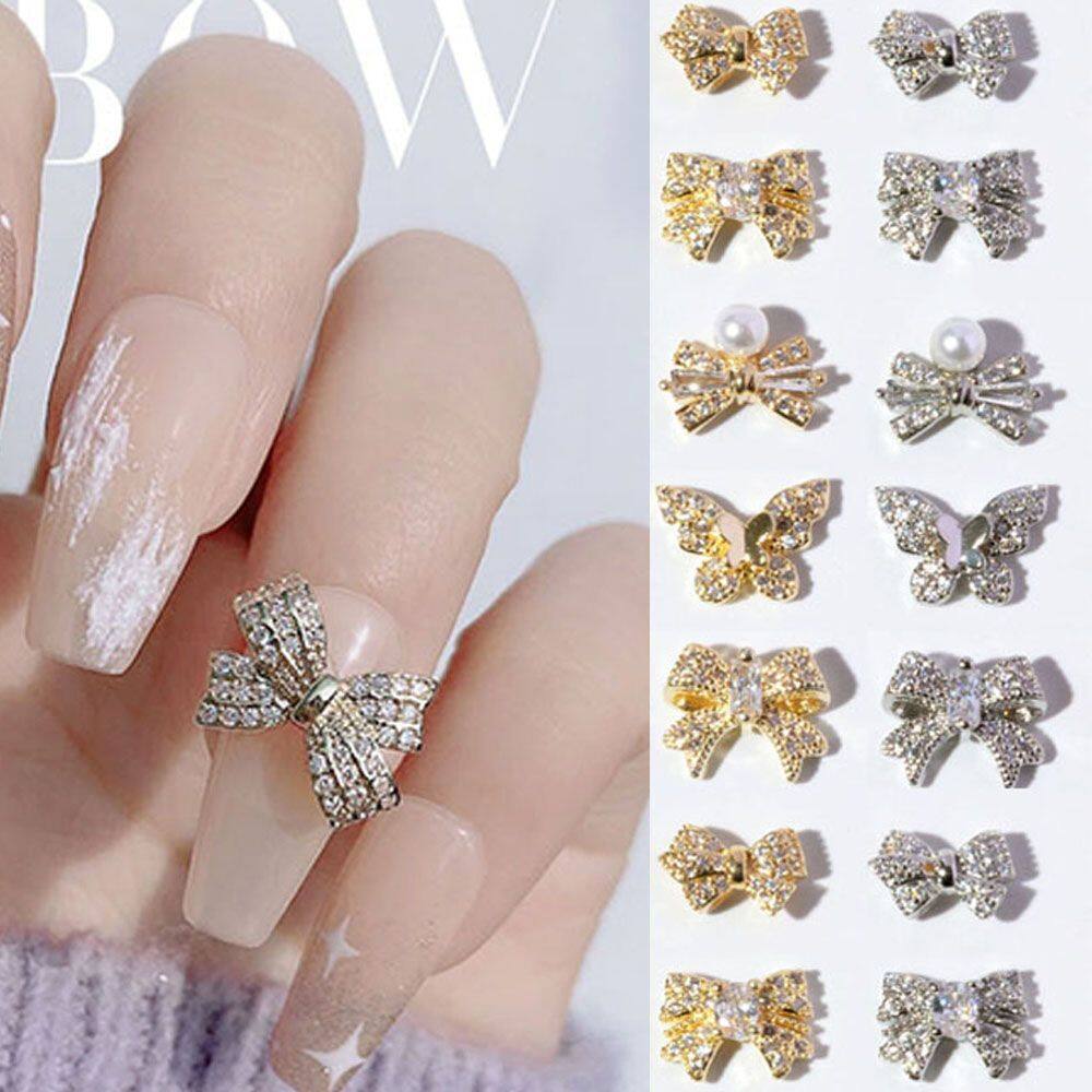 KDJFJEOFML Cute Shiny Glass Stone Diamond Crystal Charms Bow Nail  Rhinestones Manicure Tools Butterfly Nail Jewelry DIY Nail Art Decorations  | Lazada PH