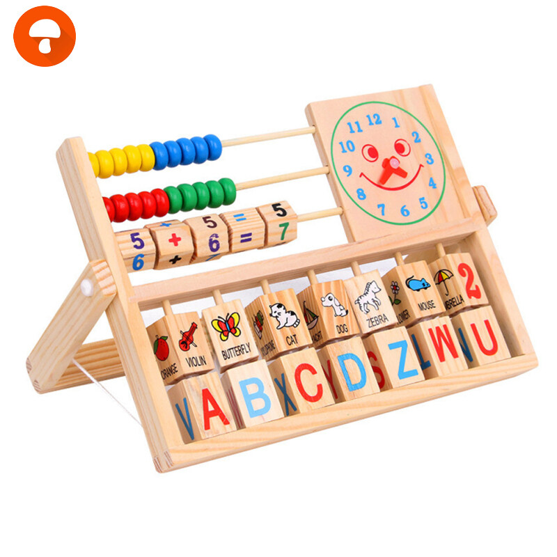 Nấm đồ chơi toán học mầm non đồ chơi học tập khung gỗ Bàn tính với nhiều