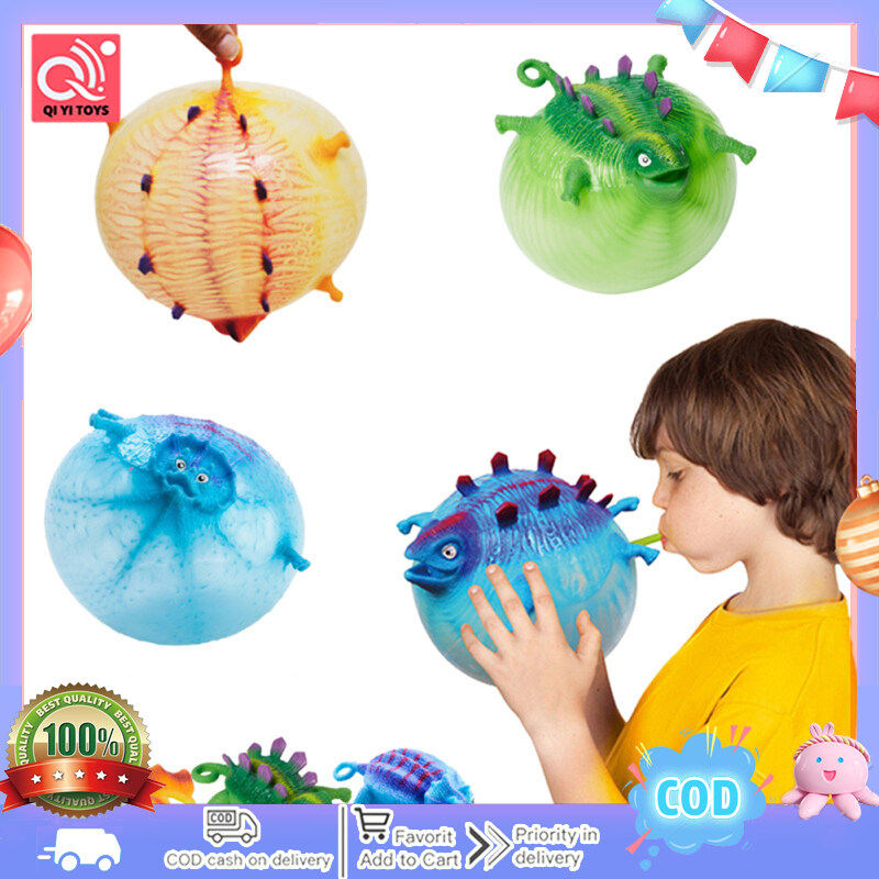 Kids Funny Blowing Animals Inflate Dinosaur Vent Balls Decompression Hand