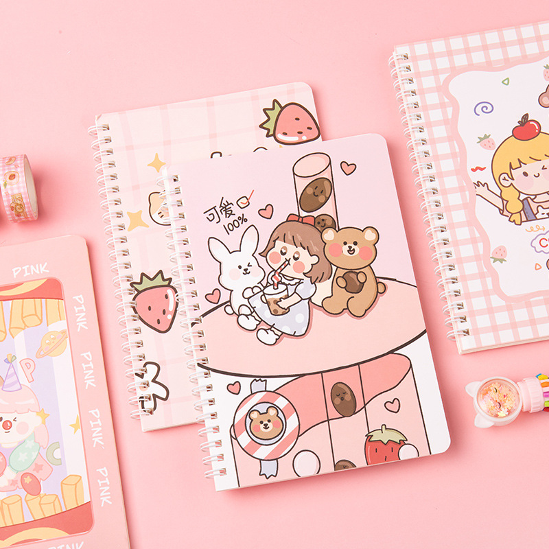 [Document supplies] Cartoon A5 Coil Notebook Elementary School Student Creative Cute Stationery Horizontal Line Soft Copy Eye Protection Notepad