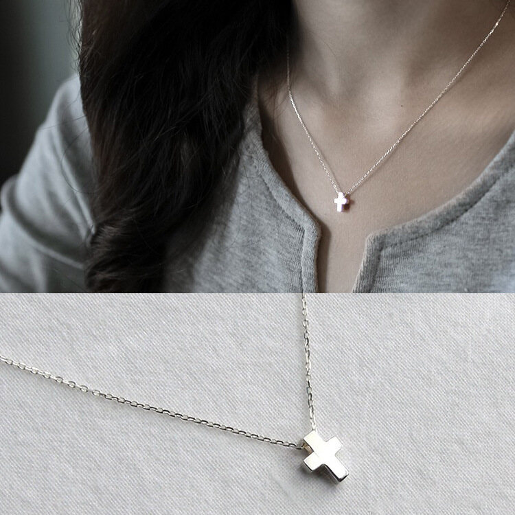 【Worth-Buy】 Tinny nhỏ 925 Sterling bạc tôn giáo nhỏ trang sức vòng cổ mặt dây chuyền chéo quyến rũ x271
