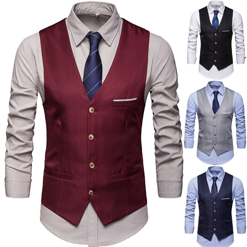 【Really Stock】 Bộ Vest Nam Dáng Ôm Công Sở Trang Trọng Cổ Điển Tuxedo Áo Ghi Lê Châu Á Kích Thước S-6XL 【Without Trắng Shirt】