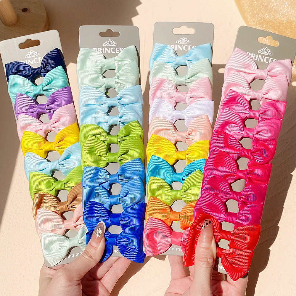 Kidsbows 10 nơ cài tóc ruy băng grosgrain cái/bộ kèm kẹp cho bé gái kẹp tóc nhiều màu kẹp tóc kẹp tóc phụ kiện tóc dễ thương cho trẻ em