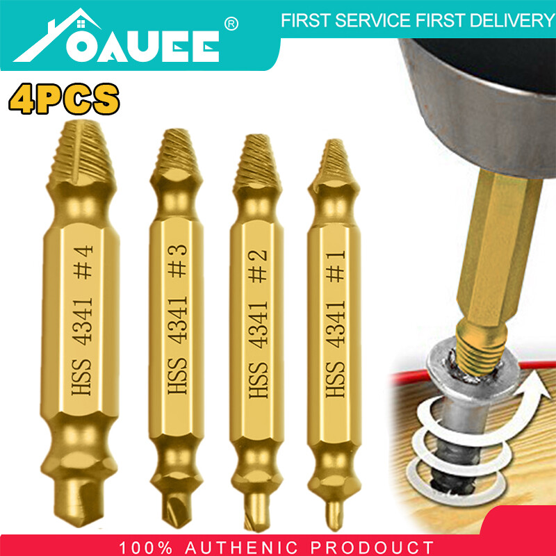 Oauee bộ 4 cái mũi khoan vặn vít bị hỏng dụng cụ tháo gỡ bu lông vít bị hỏng dụng cụ tháo gỡ dễ dàng tháo ra dụng cụ phá dỡ