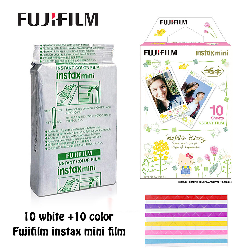 Fujifilm Instax Phim Mini Fillm Màu Trắng Trơn + Hello Kitty, Camera Liên Kết Mini Cho FujiFilm Mini 11 7S 8 9 90 Liplay SP-1 300 50S SP-2 Máy Ảnh Tức Thì Lomo Lomography