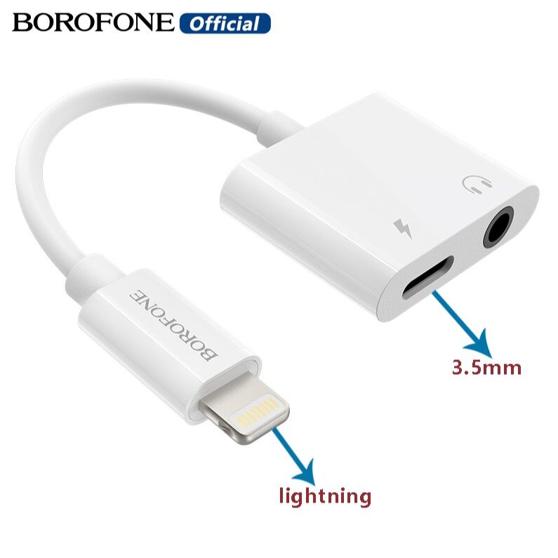 Borofone bv12 bộ chuyển đổi lightning 2 trong 1 bộ chuyển đổi sang âm thanh 3.5mm và bộ chuyển đổi cáp lightning phù hợp với ios