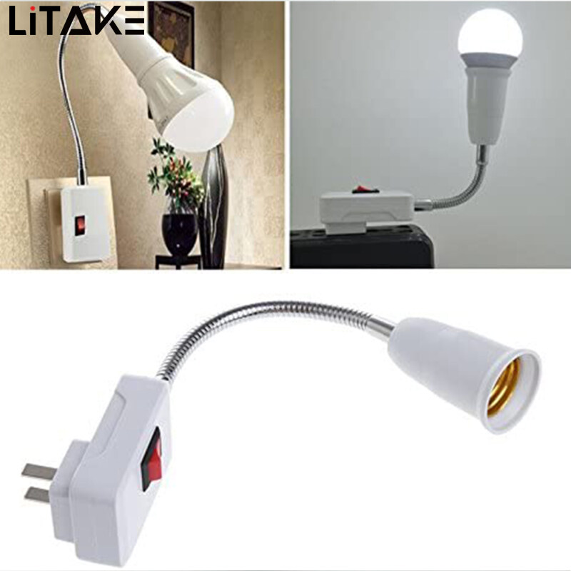 Stainless Steel E27 Lamp Base Flexible Bend Mobile Test Light Socket Light