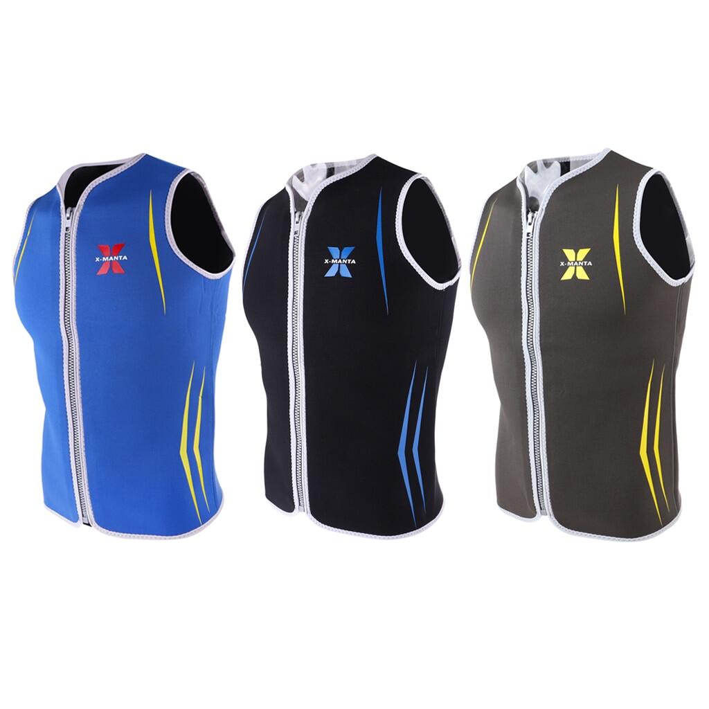 Premium 3mm Men's Wetsuits Neoprene Sleeveless Front Zipper Vest Jacket Top for Scuba Diving Surfing Swimming Snorkeling Suit