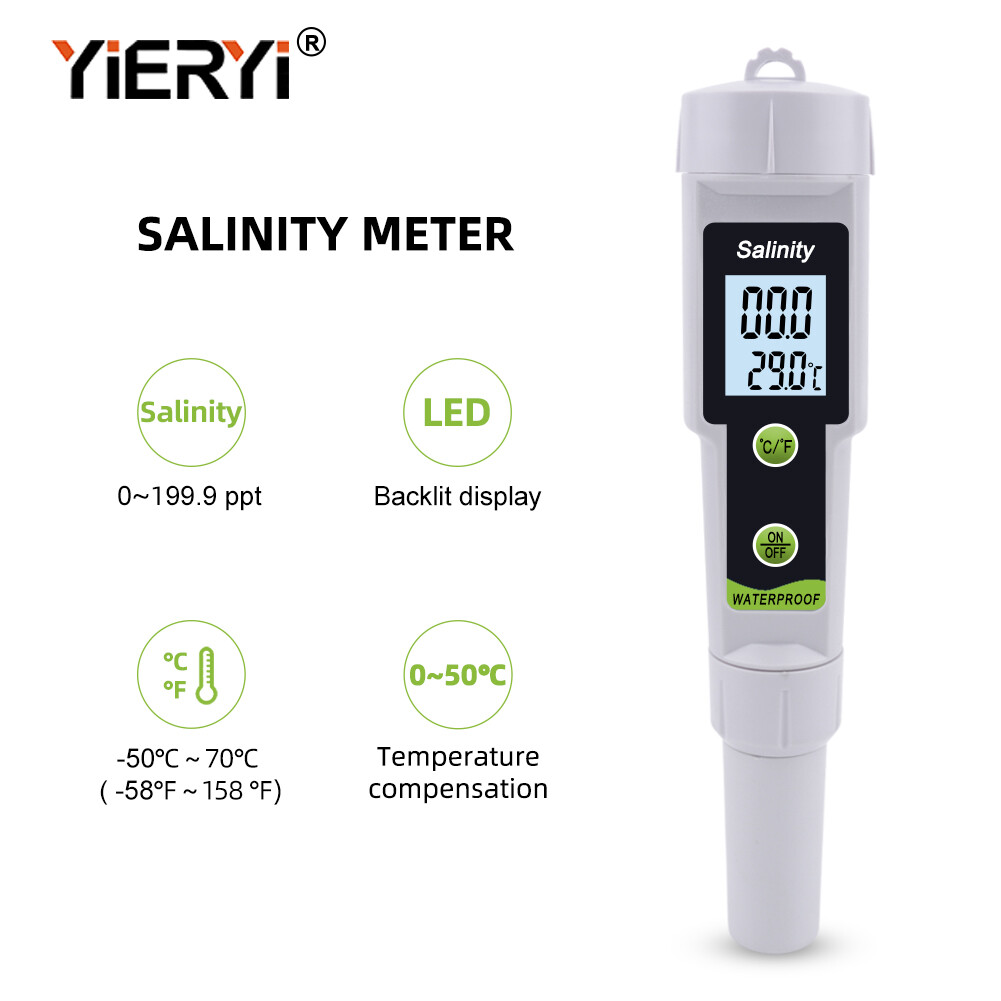 Yieryi máy đo độ mặn máy kiểm tra nhiệt độ cho máy kiểm tra chất lượng nước tỷ trọng kế muối thực phẩm máy kiểm tra hồ cá
