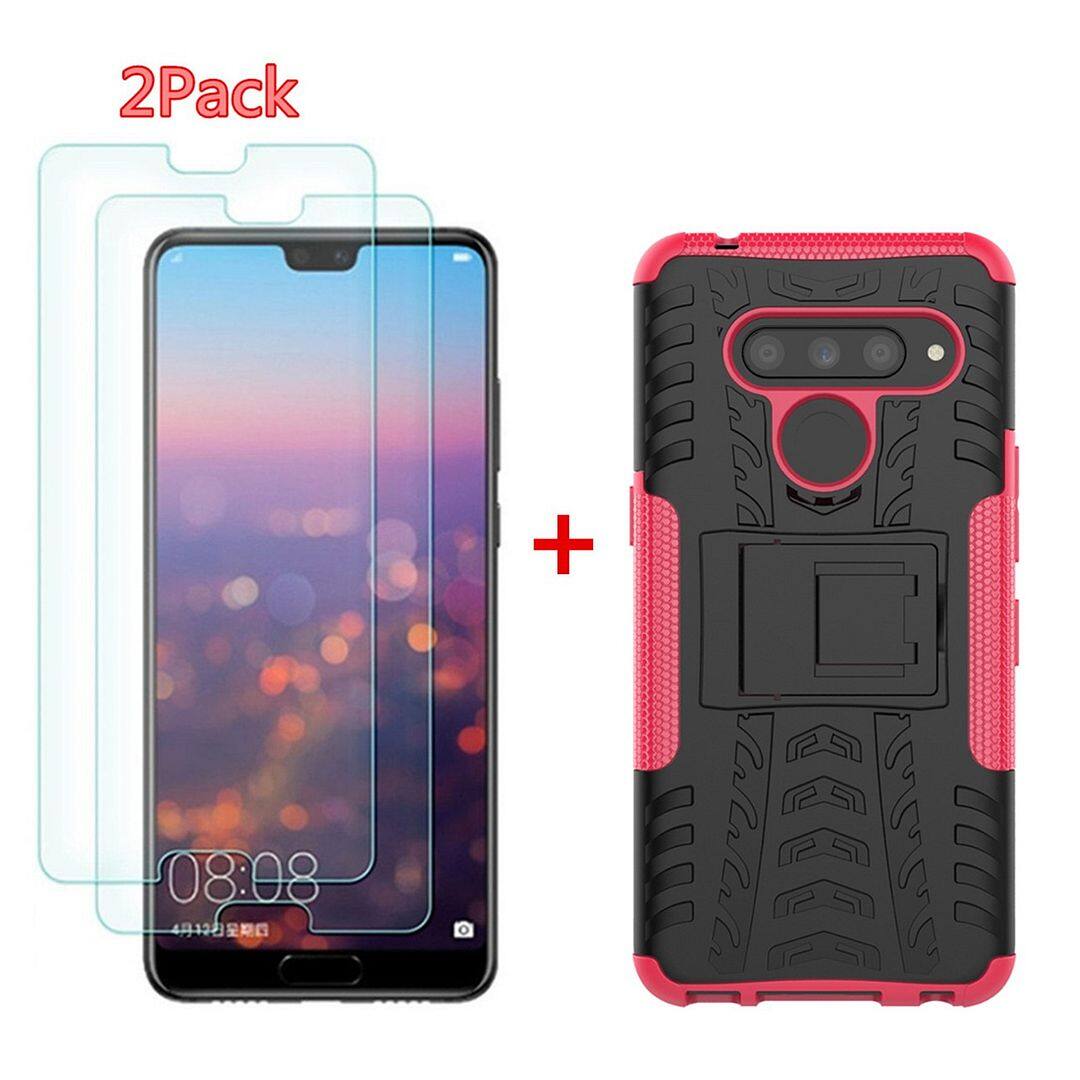 Ốp Điện Thoại Dành Cho Ốp Lưng LG V50 ThinQ 5G Chân Đế Chống Sốc Cứng PC + TPU 2in1 Ốp Lưng Thời Trang Với 2 Miếng Dán Cường Lực