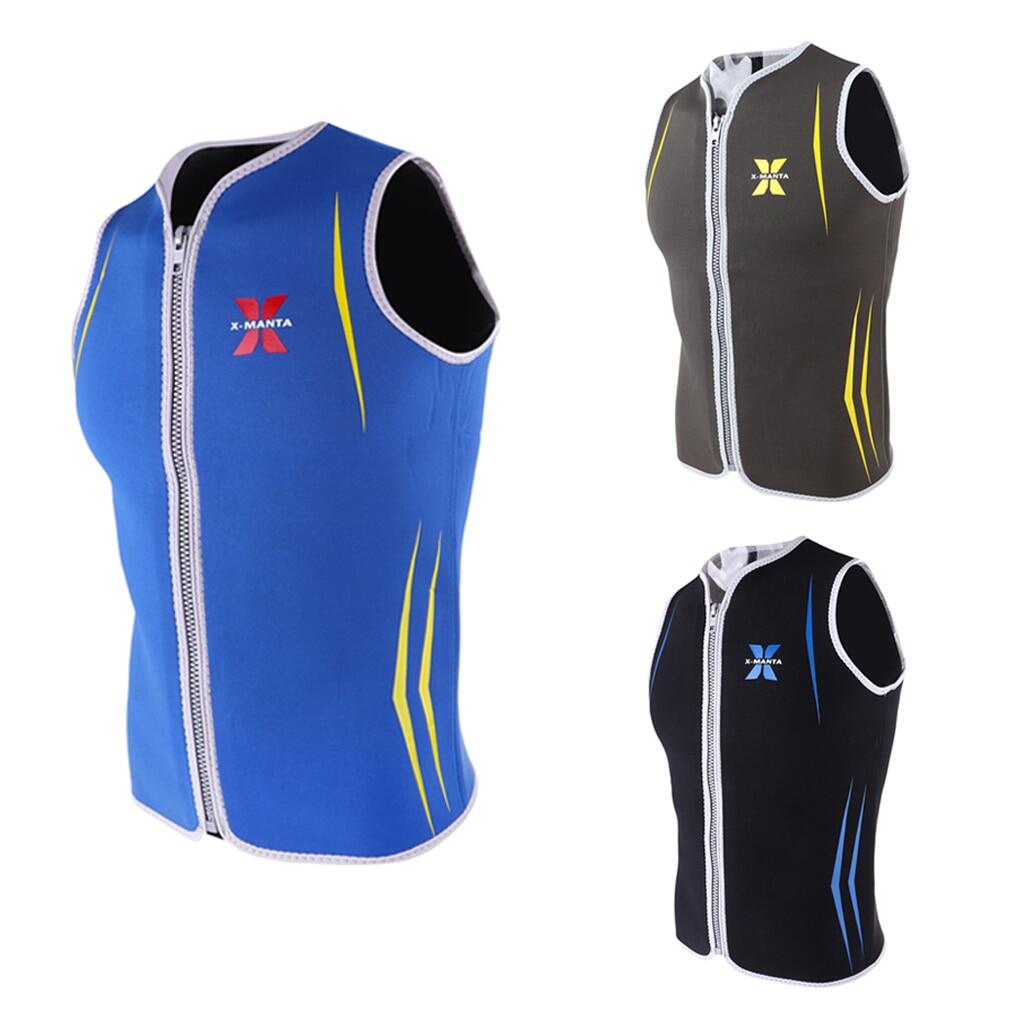 Premium 3mm Men's Wetsuits Neoprene Sleeveless Front Zipper Vest Jacket Top for Scuba Diving Surfing Swimming Snorkeling Suit