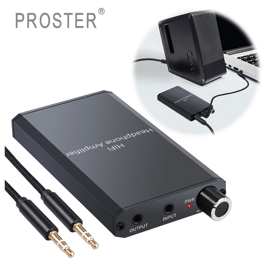 Bộ khuếch đại tai nghe HIFI âm thanh proster Bộ khuếch đại tai nghe mini cầm tay độ trung thực cao màu đen kèm cáp USB âm thanh
